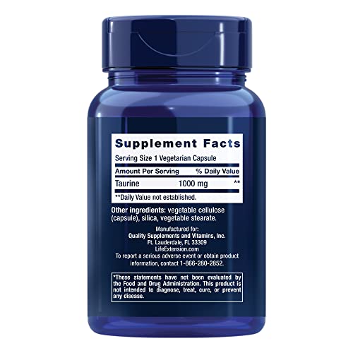 Life Extension Taurine 1000 Mg, 90 Vegetarian Capsules