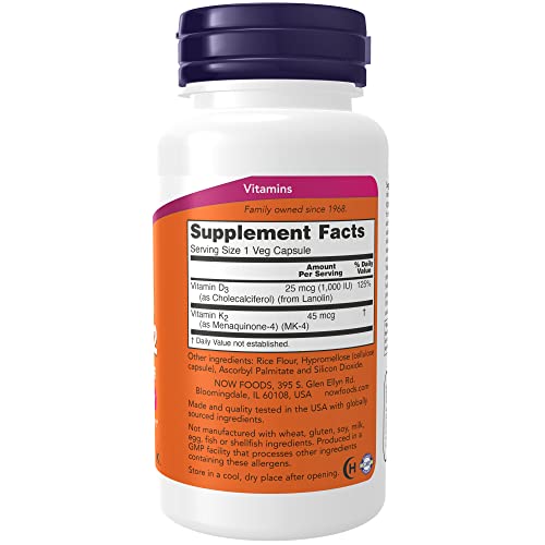 Supplements Vitamin D3 K2 1000 IU45 mcg Plus Cardiovascular Support Supports Bone Health Veg Capsules