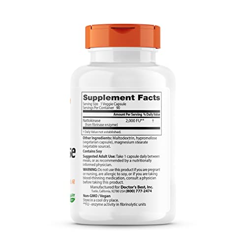 Doctors Best Nattokinase 2,000 Fu, Non-GMO, Gluten Free, Vegan, Supports Cardiovascular and Circulatory Health