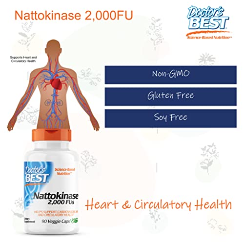 Doctors Best Nattokinase 2,000 Fu, Non-GMO, Gluten Free, Vegan, Supports Cardiovascular and Circulatory Health