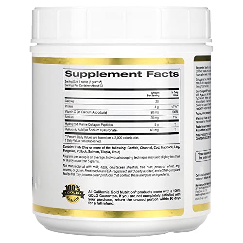 California Gold Nutrition CollagenUP, Marine Hydrolyzed Collagen + Hyaluronic Acid + Vitamin C, Unflavored
