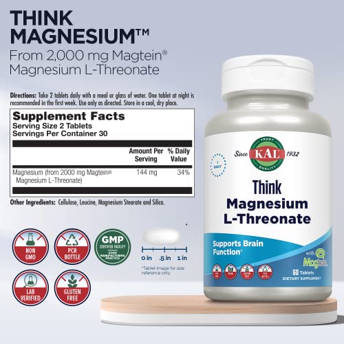 KAL Think Magnesium L-Threonate 2000 mg 60 Tablets