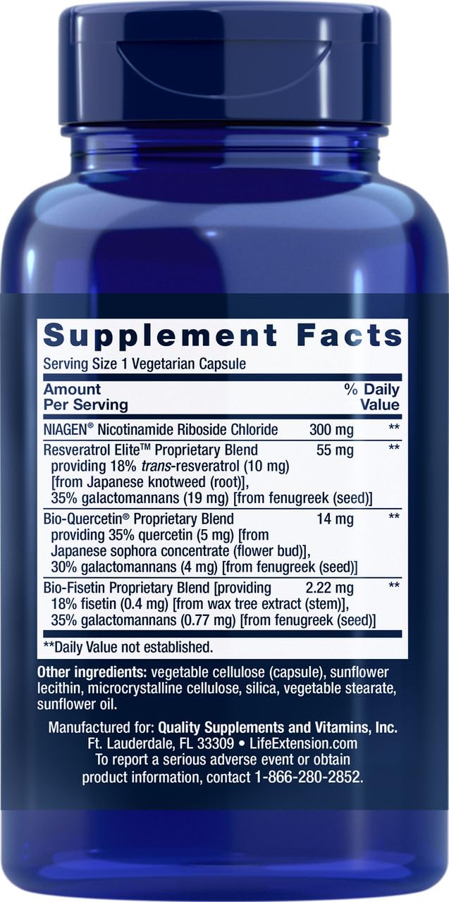 Life Extension Optimized NAD+ Cell Regenerator and Resveratrol - 30 Vegetarian Capsules