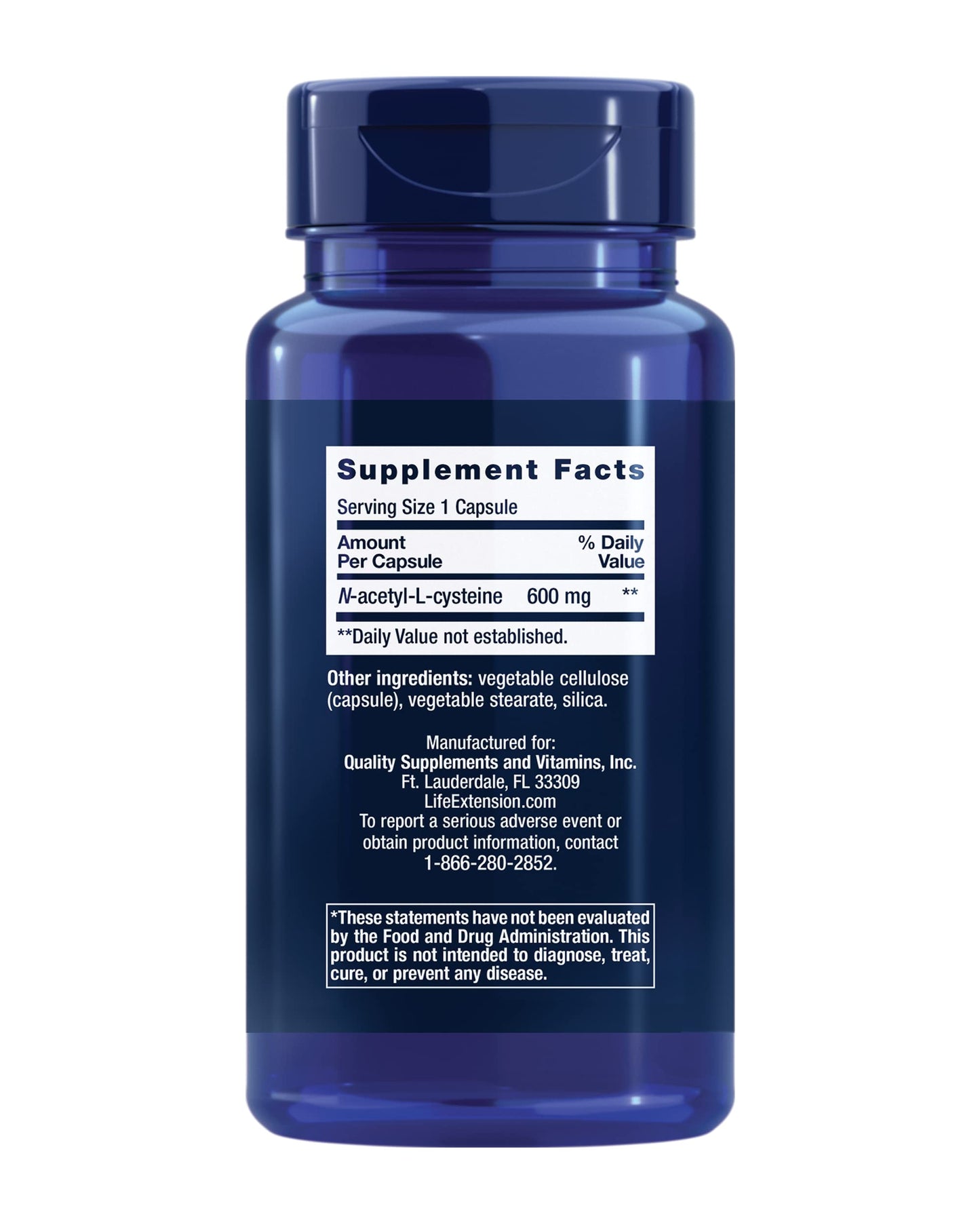 Life Extension N-Acetyl Cysteine 600 Mg, 60 vegetarian caps