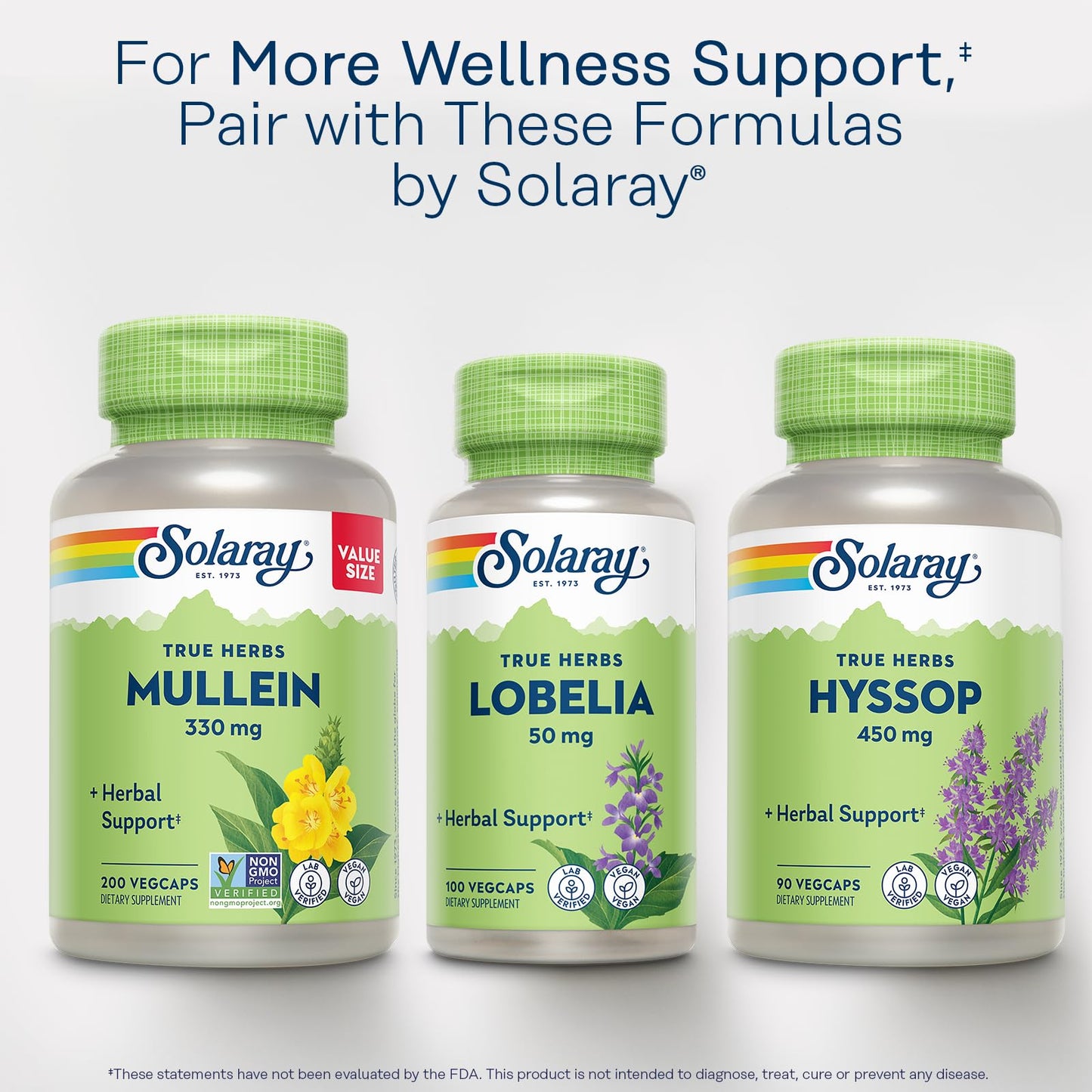 Solaray Mullein Leaves Capsules, 330 mg, 100 Count