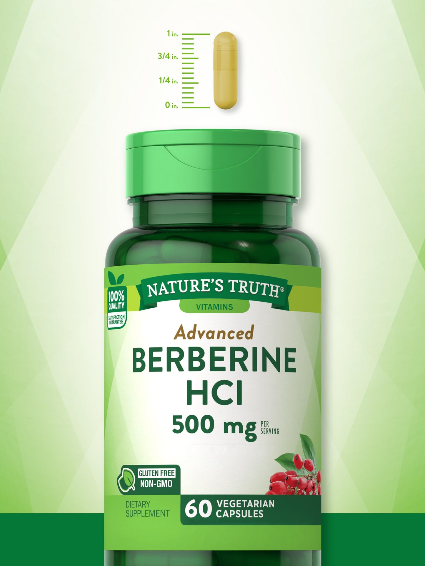 Nature's Truth Berberine 500mg | 60 Capsules | Vegetarian, Non-GMO, Gluten Free Supplement