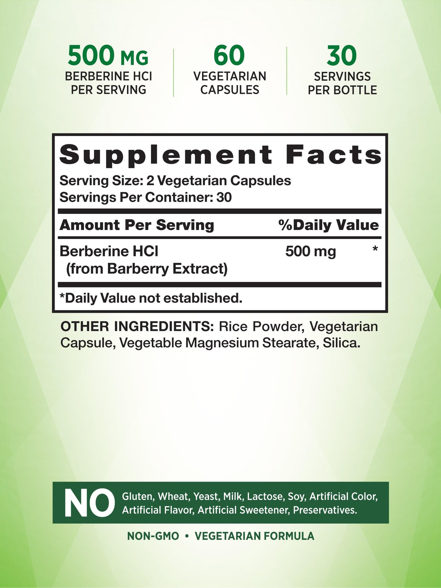 Nature's Truth Berberine 500mg | 60 Capsules | Vegetarian, Non-GMO, Gluten Free Supplement