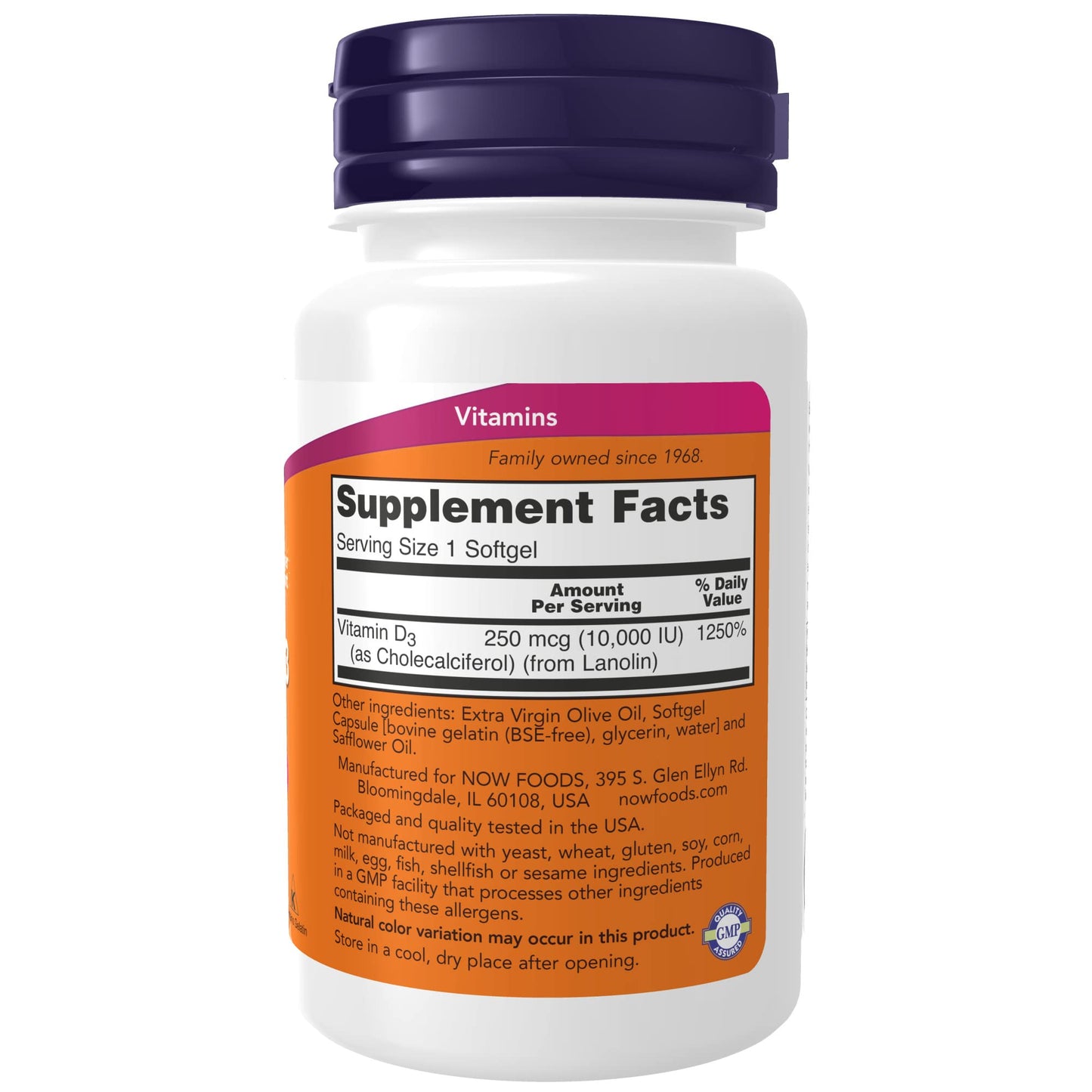 NOW Supplements, Vitamin D-3 10,000 IU Softgels, Vitamin D, Joint Support, 240 Softgels