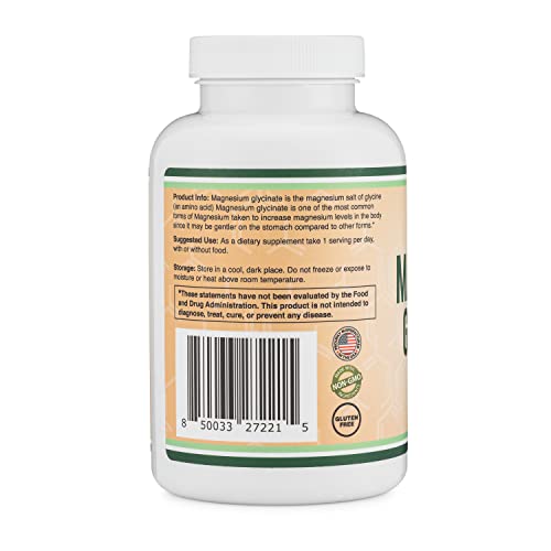 Magnesium Glycinate 400mg, 180 Capsules by Double Wood Supplements