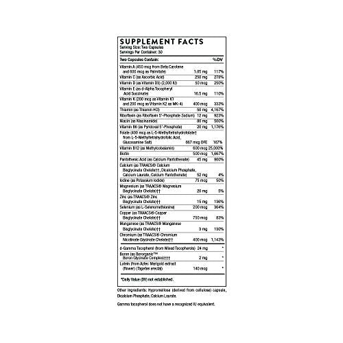 Thorne Basic Nutrients 2/Day - Comprehensive Daily Multivitamin with Optimal Bioavailability - Vitamin and Mineral Formula - Gluten-Free, Dairy-Free, Soy-Free - 60 Capsules - 30 Servings