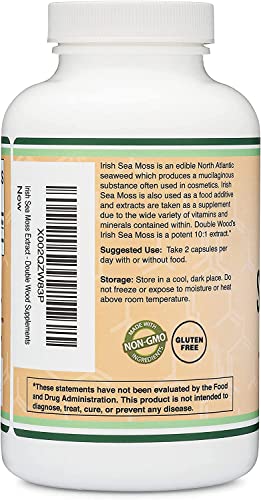 Irish Sea Moss Capsules, Ultra High Purity Potent Extract (180 Count, 1,200mg per Serving) (from Wildcrafted and Raw Chondrus Crispus) by Double Wood Supplements