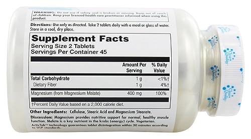 KAL® Magnesium Malate 400 | Chelated with Malic Acid for Energy Production | Supports Healthy Muscle Function | 90 Vegetarian Tablets