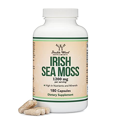 Irish Sea Moss Capsules, Ultra High Purity Potent Extract (180 Count, 1,200mg per Serving) (from Wildcrafted and Raw Chondrus Crispus) by Double Wood Supplements