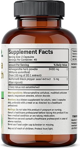 Futurebiotics Ashwagandha Capsules Extra Strength 3000mg - Stress Relief Formula, Natural Mood Support, Stress, Focus, and Energy Support Supplement