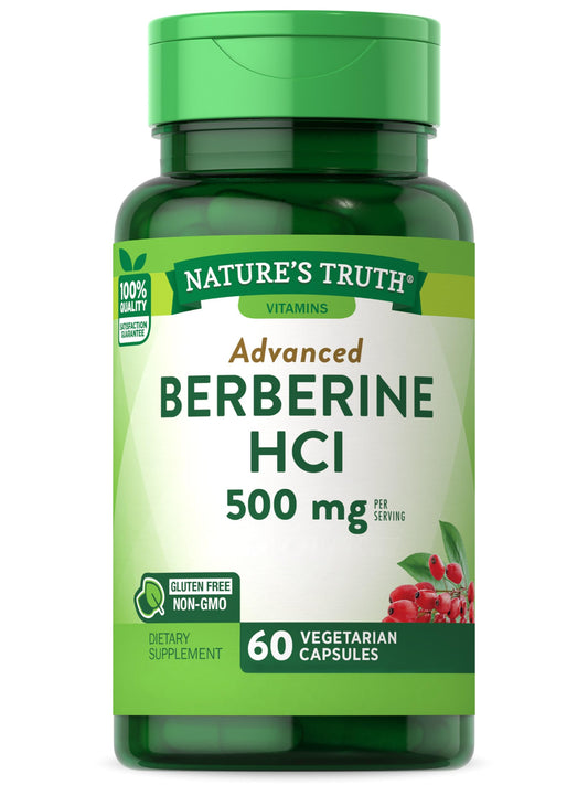 Nature's Truth Berberine 500mg | 60 Capsules | Vegetarian, Non-GMO, Gluten Free Supplement