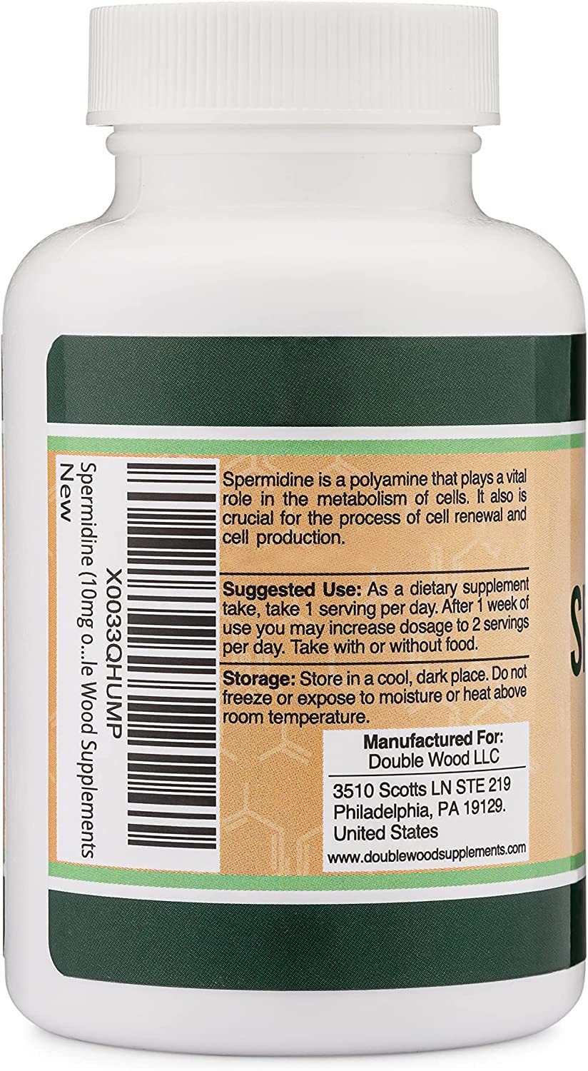 idine (10mg of 99% idine - Third Party Tested ) 120 Capsules - Over 100x More Potent Than Wheat Germ Extract for Cell Membrane, Telomere Health and Anti Aging by Double Wood Supplements