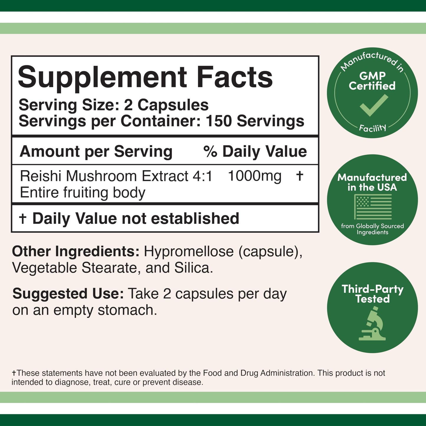 Reishi Mushroom Capsules (4:1 Ganoderma Extract, 1,000mg Reishi Powder Servings) 300 Count, 5 Month Supply, for Immune System Support and Defense by Double Wood Supplements