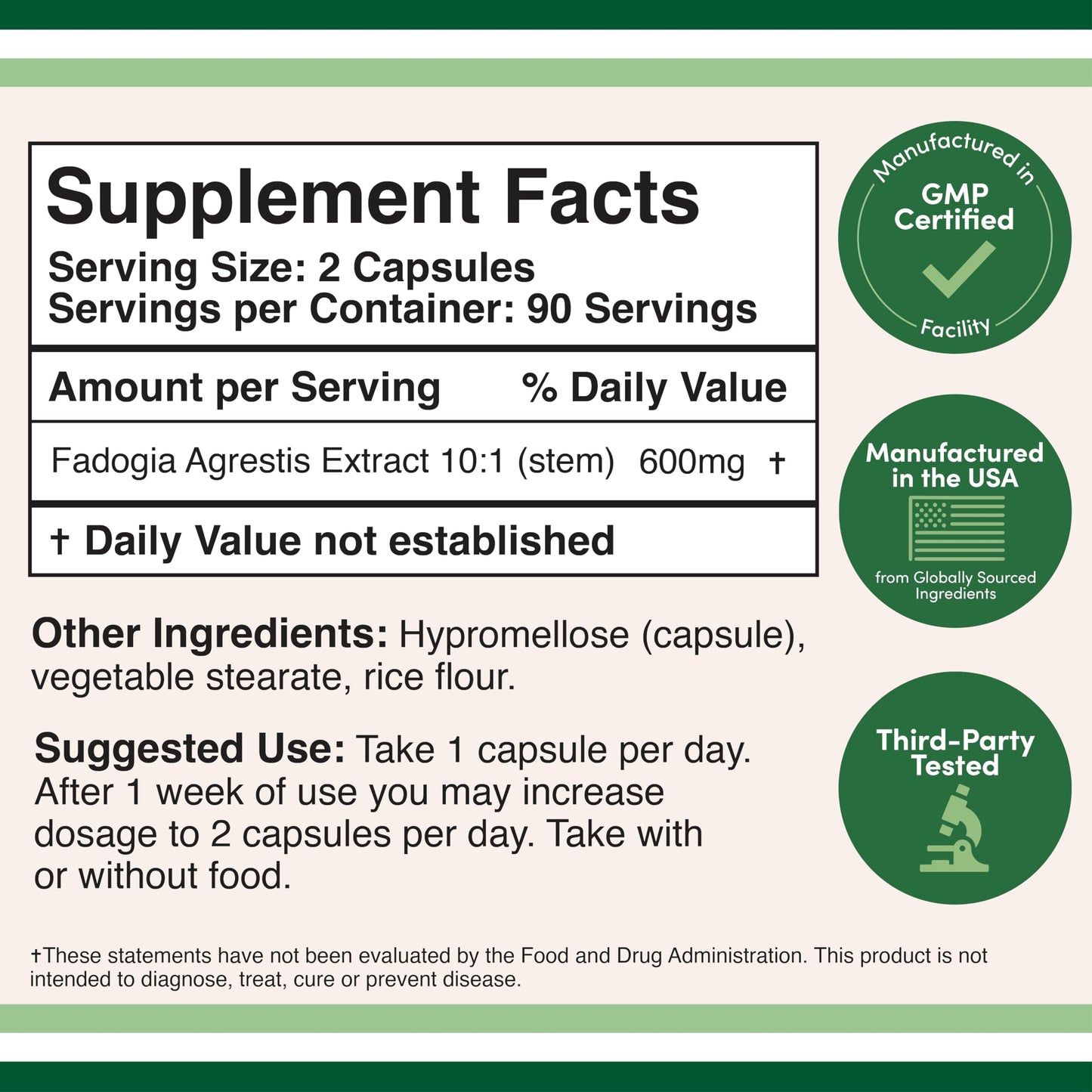 Double Wood Fadogia Agrestis - 180 x 300 mg capsules