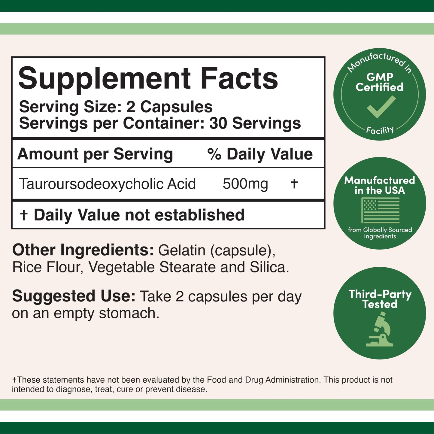 TUDCA Bile Salts Liver Support Supplement, 500mg Servings, Liver and Gallbladder Cleanse Supplement (60 Capsules, 250mg) Genuine Bile Acid TUDCA with Strong Bitter Taste by Double Wood