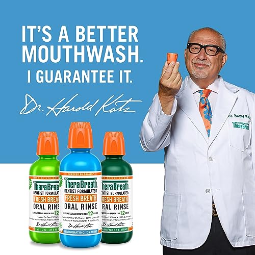 TheraBreath Dentist Formulated Fresh Breath Oral Rinse - ICY Mint Flavor 16 Ounce (Pack of 2)