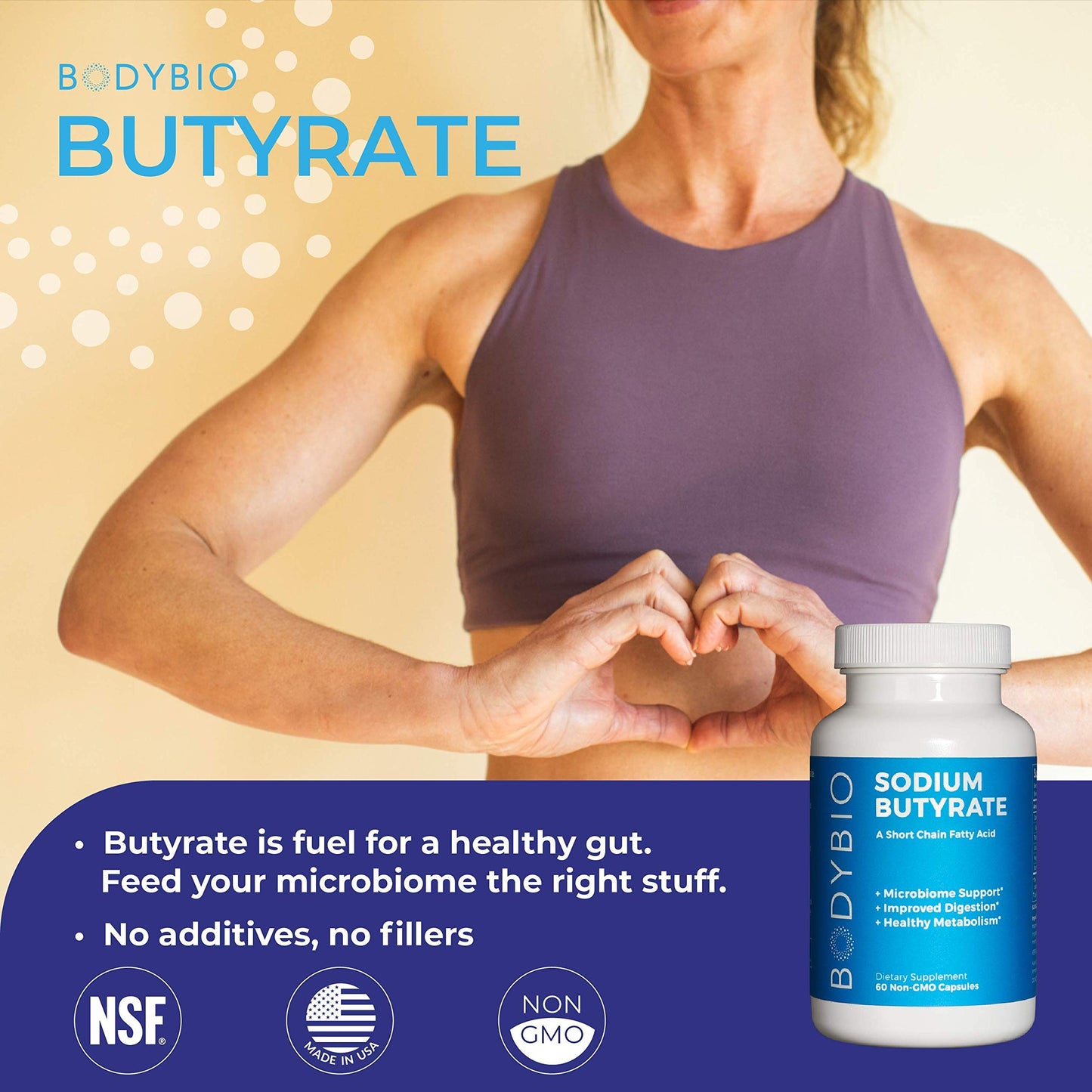 BodyBio Butyrate with Sodium - 60 Capsules