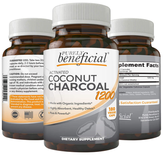 Organic Activated Coconut Charcoal 1200mg, 180 Capsules